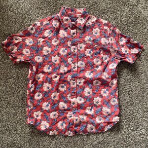 UNTUCKit size small linen red Hawaiian button down short sleeve shirt